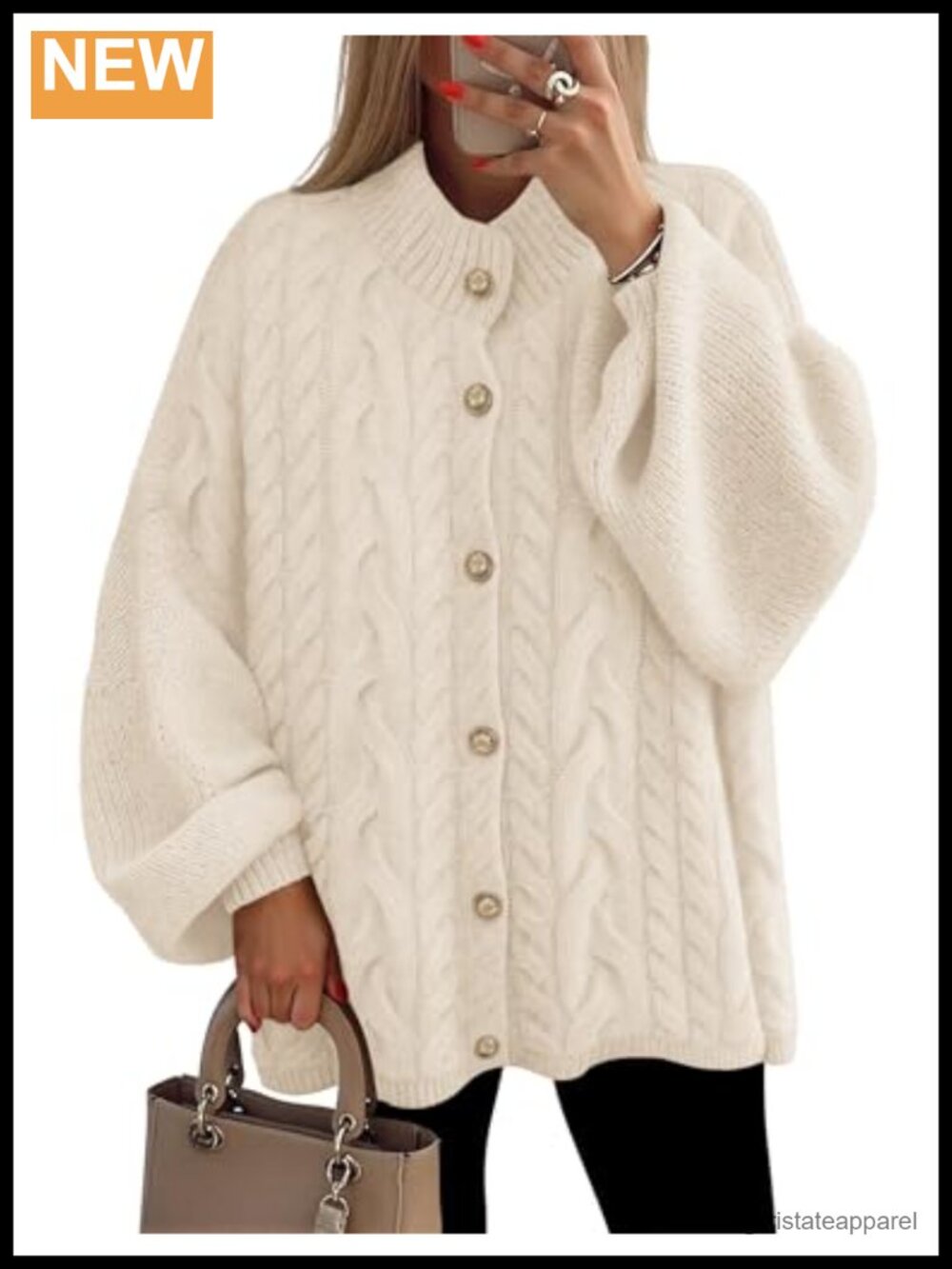 Oversized Chunky Knit Cardigan Sweater Cable Knit Button Up